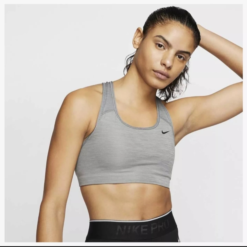 Nike Swoosh Women’s Sports Bra Support Non Padded BV3630 084 Gray Smoke Size XS